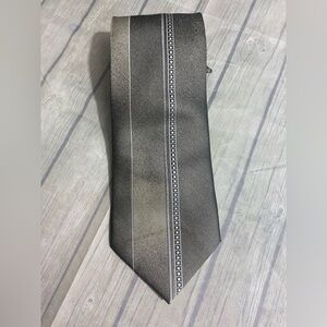 George Necktie Mens Pewter Gold-tone Polyester Clip On Suit 20” Long Neck Tie